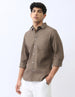 Men's Olive Cotton Full Sleeve Regular Fit Casual Solid Shirt