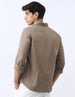 Men's Olive Cotton Full Sleeve Regular Fit Casual Solid Shirt