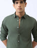 Men's Sage Green Cotton Full Sleeve Regular Fit Casual Solid Shirt