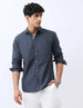 Men's Slate Blue Cotton Full Sleeve Regular Fit Casual Solid Shirt