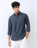 Men's Slate Blue Cotton Full Sleeve Regular Fit Casual Solid Shirt