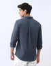 Men's Slate Blue Cotton Full Sleeve Regular Fit Casual Solid Shirt