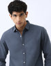 Men's Slate Blue Cotton Full Sleeve Regular Fit Casual Solid Shirt