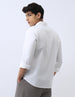 Men's White Cotton Full Sleeve Regular Fit Casual Solid Shirt