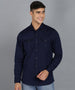 Urbano Fashion Men's Navy Blue Cotton Full Sleeve Slim Fit Casual Solid Shirt