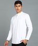 Men's White Cotton Full Sleeve Slim Fit Solid Shirt with Mandarin Collar