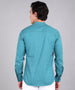 Men's Blue Cotton Full Sleeve Slim Fit Solid Shirt with Mandarin Collar