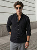 Men's Black Cotton Full Sleeve Regular Fit Solid Oxford Shirt With Button-Down Collar