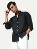 Men's Black Cotton Full Sleeve Regular Fit Solid Oxford Shirt With Button-Down Collar