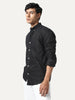 Men's Black Cotton Full Sleeve Regular Fit Solid Oxford Shirt With Button-Down Collar