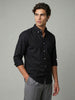 Men's Black Cotton Full Sleeve Regular Fit Solid Oxford Shirt With Button-Down Collar