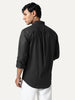 Men's Black Cotton Full Sleeve Regular Fit Solid Oxford Shirt With Button-Down Collar