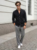 Men's Black Cotton Full Sleeve Regular Fit Solid Oxford Shirt With Button-Down Collar