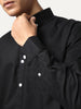 Men's Black Cotton Full Sleeve Regular Fit Solid Oxford Shirt With Button-Down Collar