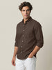 Men's Brown Cotton Full Sleeve Regular Fit Solid Oxford Shirt With Button-Down Collar
