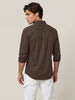 Men's Brown Cotton Full Sleeve Regular Fit Solid Oxford Shirt With Button-Down Collar