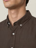 Men's Brown Cotton Full Sleeve Regular Fit Solid Oxford Shirt With Button-Down Collar