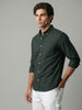 Men's Dark Green Cotton Full Sleeve Regular Fit Solid Oxford Shirt With Button-Down Collar