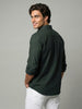 Men's Dark Green Cotton Full Sleeve Regular Fit Solid Oxford Shirt With Button-Down Collar