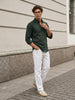Men's Dark Green Cotton Full Sleeve Regular Fit Solid Oxford Shirt With Button-Down Collar