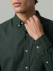 Men's Dark Green Cotton Full Sleeve Regular Fit Solid Oxford Shirt With Button-Down Collar