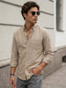 Men's Khaki Cotton Full Sleeve Regular Fit Solid Oxford Shirt With Button-Down Collar
