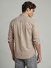 Men's Khaki Cotton Full Sleeve Regular Fit Solid Oxford Shirt With Button-Down Collar