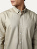 Men's Khaki Cotton Full Sleeve Regular Fit Solid Oxford Shirt With Button-Down Collar