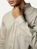 Men's Khaki Cotton Full Sleeve Regular Fit Solid Oxford Shirt With Button-Down Collar