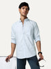 Men's Light Blue Cotton Full Sleeve Regular Fit Solid Oxford Shirt With Button-Down Collar