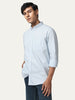 Men's Light Blue Cotton Full Sleeve Regular Fit Solid Oxford Shirt With Button-Down Collar