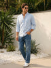 Men's Light Blue Cotton Full Sleeve Regular Fit Solid Oxford Shirt With Button-Down Collar