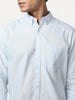 Men's Light Blue Cotton Full Sleeve Regular Fit Solid Oxford Shirt With Button-Down Collar