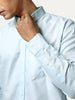 Men's Light Blue Cotton Full Sleeve Regular Fit Solid Oxford Shirt With Button-Down Collar