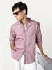 Men's Lilac Cotton Full Sleeve Regular Fit Solid Oxford Shirt With Button-Down Collar
