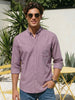 Men's Lilac Cotton Full Sleeve Regular Fit Solid Oxford Shirt With Button-Down Collar
