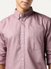 Men's Lilac Cotton Full Sleeve Regular Fit Solid Oxford Shirt With Button-Down Collar