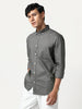 Men's Grey Cotton Full Sleeve Regular Fit Solid Oxford Shirt With Button-Down Collar