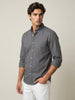 Men's Grey Cotton Full Sleeve Regular Fit Solid Oxford Shirt With Button-Down Collar