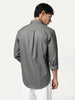 Men's Grey Cotton Full Sleeve Regular Fit Solid Oxford Shirt With Button-Down Collar