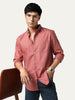 Men's Peach Cotton Full Sleeve Regular Fit Solid Oxford Shirt With Button-Down Collar