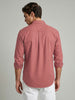 Men's Peach Cotton Full Sleeve Regular Fit Solid Oxford Shirt With Button-Down Collar
