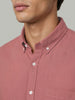 Men's Peach Cotton Full Sleeve Regular Fit Solid Oxford Shirt With Button-Down Collar