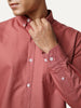 Men's Peach Cotton Full Sleeve Regular Fit Solid Oxford Shirt With Button-Down Collar