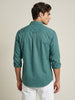 Men's Teal Green Cotton Full Sleeve Regular Fit Solid Oxford Shirt With Button-Down Collar