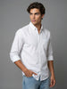 Men's White Cotton Full Sleeve Regular Fit Solid Oxford Shirt With Button-Down Collar