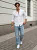 Men's White Cotton Full Sleeve Regular Fit Solid Oxford Shirt With Button-Down Collar