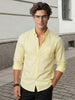 Men's Yellow Cotton Full Sleeve Regular Fit Solid Oxford Shirt With Button-Down Collar