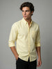 Men's Yellow Cotton Full Sleeve Regular Fit Solid Oxford Shirt With Button-Down Collar