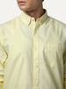 Men's Yellow Cotton Full Sleeve Regular Fit Solid Oxford Shirt With Button-Down Collar